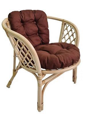 Кресло из искусственного ротанга Пикник (Picnic) (цвет: кофе) (подушка: лен)
