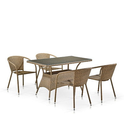 Комплект мебели из иск. ротанга Afina Garden T198D/Y137B-W56 Light Brown (4+1) Светло-коричневый
