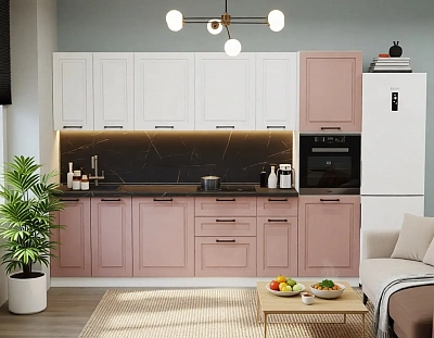 Кухонный гарнитур Аликанте 3000 Шарли pink / Шарли белый (арт.25)