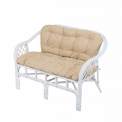 Диван из ротанга Маркос 2х местный белый