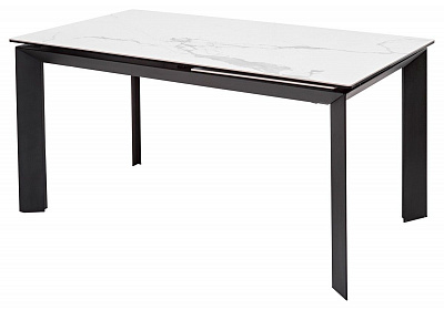 Стол CREMONA / КРЕМОНА 140 HIGH GLOSS STATUARIO / ХАЙ ГЛОСС СТАТУАРИО Белый мрамор глянцевый керамика/ черный каркас
