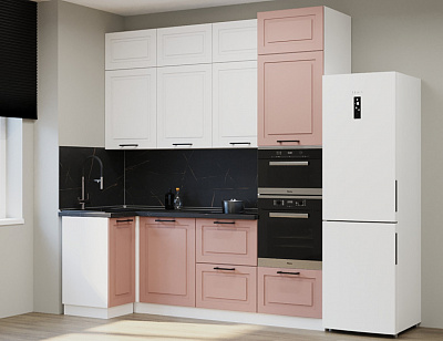 Кухонный гарнитур Аликанте 1000х2400 Шарли Pink / Шарли белый (арт.1)